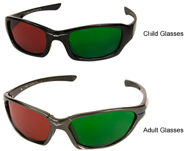 Red/Green Wraparound Glasses - Adult