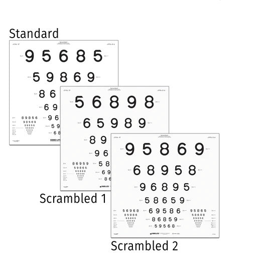 LEA NUMBERS® 15-LINE TRANSLUCENT ETDRS-STYLE DISTANCE CHARTS FOR ESV3000 CABINET