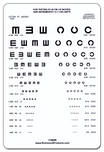 Landolt C and Tumbling E Near Vision Card