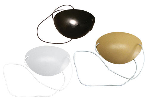 Eyeshield Medical, White, Large Size, sold 3 in a package, with elastic, knots tied at each end.