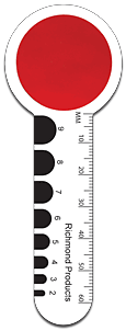 Occluder Four Inch with red filter,  printed with RP name, pupilometer and ruler