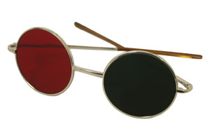 Dark Red/Green Glasses with Real Glass Lenses