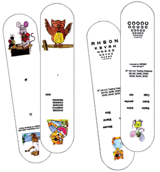 Patch Cat Sticks, set of 2 with Numbers, Letters, Landolt C's and figures.