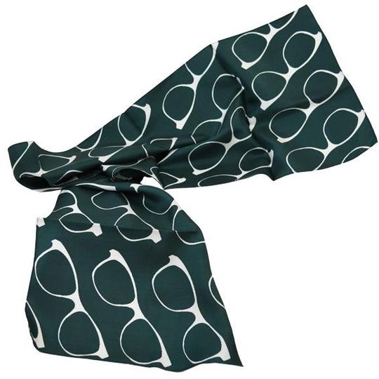 EYEGLASSES ON GREEN BACKGROUND SILK SCARF