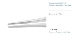 Bonaccolto Utility & Splinter Forceps, Serrated